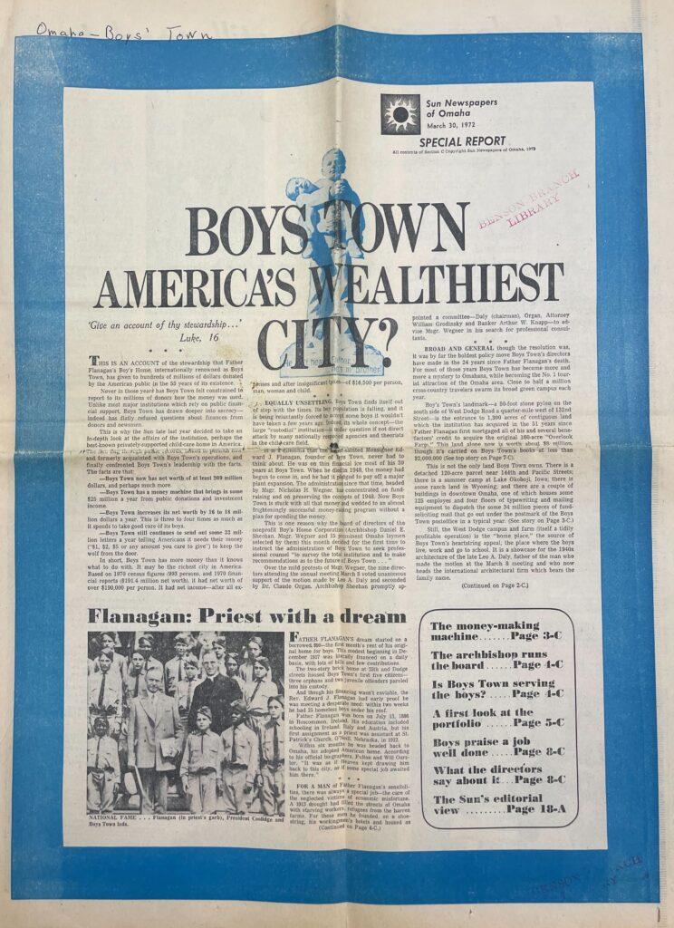 A photo of page one in the Omaha Sun's Pulitzer-winning investigation.