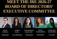 graphic of new IRE board exec committee with headshots